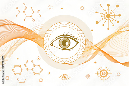 World sight day abstract medical illustration with eye symbol and science