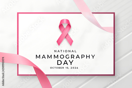 National mammography day 2024 breast cancer awareness ribbon poster