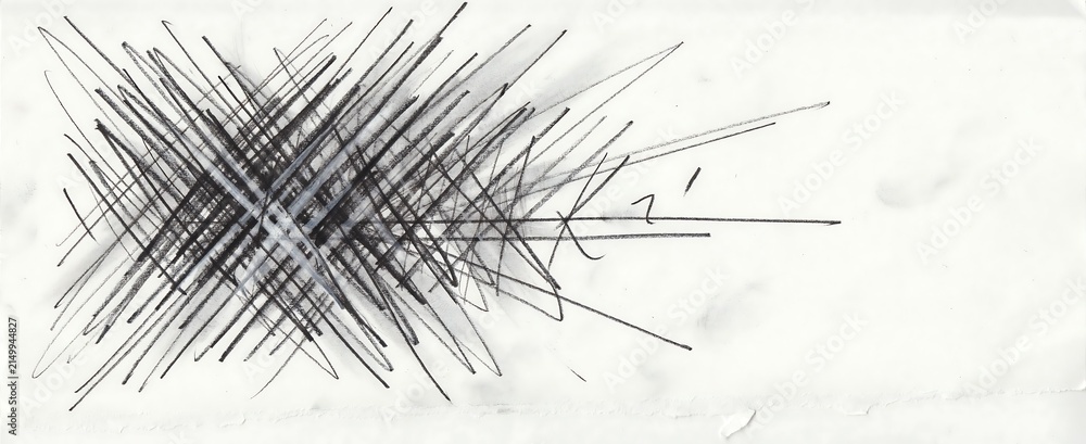 Fototapeta premium Abstract pencil scribble of intersecting lines on white paper background