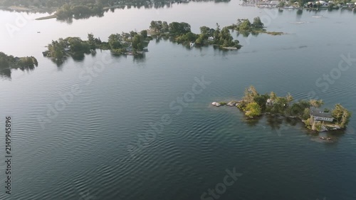 Aerial view of the St. Lawrence River at sunrise