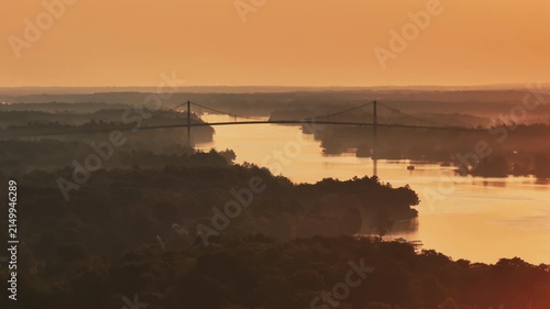 Aerial view of the St. Lawrence River at sunrise