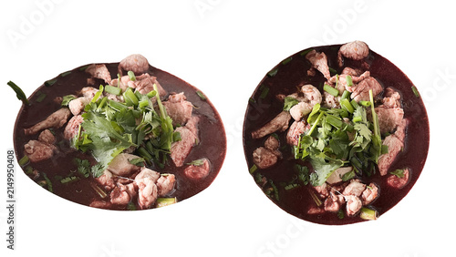 Photography Waterfall noodles (or boat noodles with waterfall style broth) with a rich dark