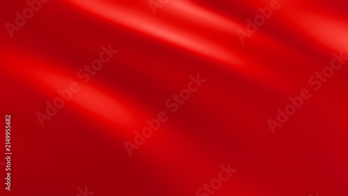Red wavy background, satin fabric texture, 3D render illustration.