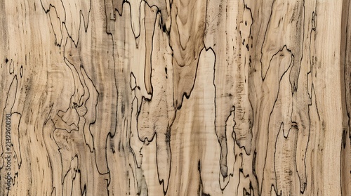 Abstract spalted maple wood veneer texture with dramatic black zone lines, ideal for Japandi interior material mapping, luxury packaging mockups, and organic background design.