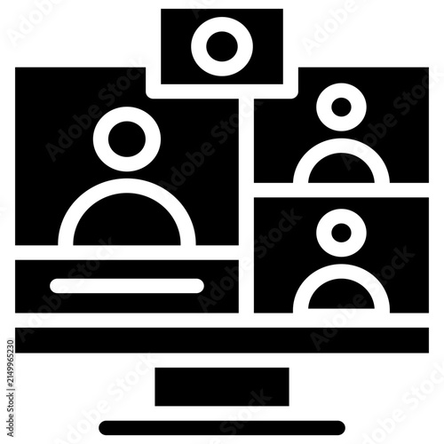 Online video conference and virtual meeting monitor duotone icon