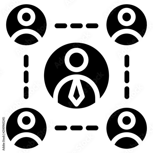 Team leader coordination and central management network icon