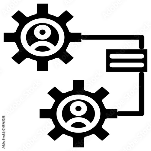 Team synergy and workflow process mechanism icon