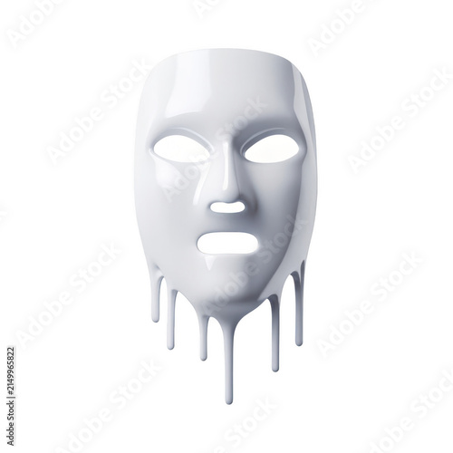 Abstract white skull mask with orange dripping effect isolated on white background p n g a i generated