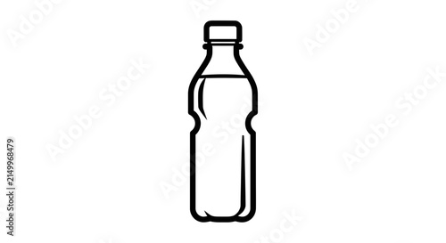 Simple Line Art Icon of a Plastic Water Bottle with Cap