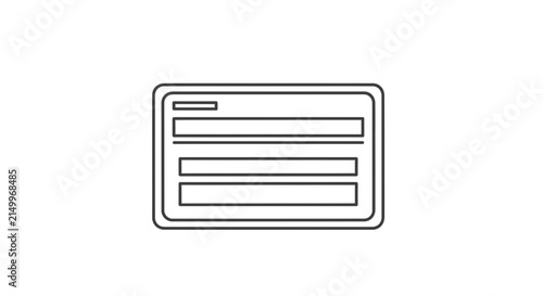Simple Line Art Icon of a Web Form or Survey with Input Fields