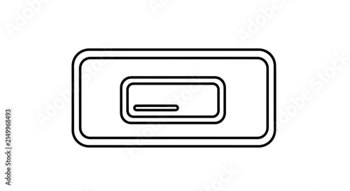 Simple Line Art Icon of a Rectangular Object with an Inner Recess