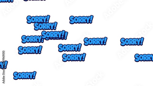 Animated Sorry Text Pop Art Stickers Floating on White Background