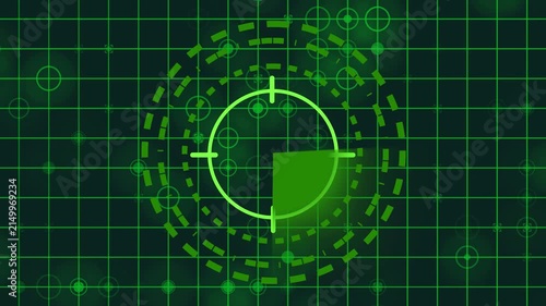 Green Military Radar Sonar Screen Loop Motion Graphic Background