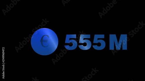 Animated Euro Currency Counter Increasing to 999 Million on Black Background