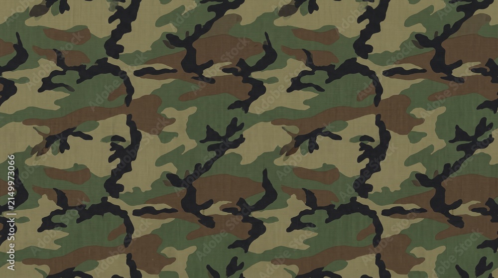 Fototapeta premium Seamless woodland camouflage pattern fabric texture military gear