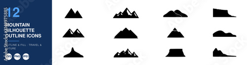 Mountain Silhouette Outline Icons Nameplate Abstract Visual Background with Clean Commercial Design Style