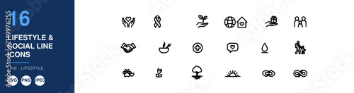 Lifestyle Social Line Icons Nameplate Abstract Visual Background with Clean Commercial Design Style Featuring Gradient, Texture