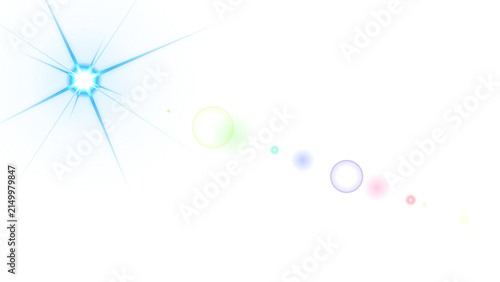 Bild auf Leinwand A bright blue glowing circle with a cross light flare and a trail of colorful ci