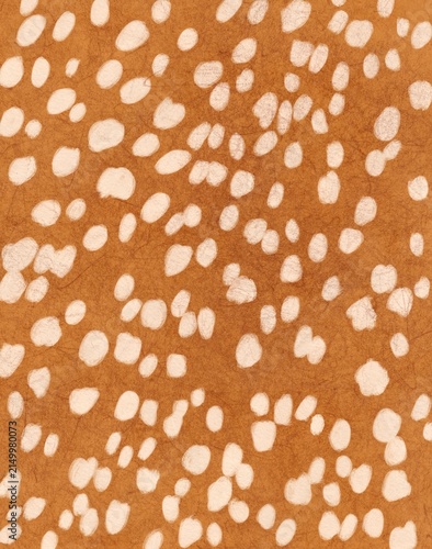 Quadro su tela Abstract deer fur pattern, warm ochre fawn skin background, hand drawn beige spo