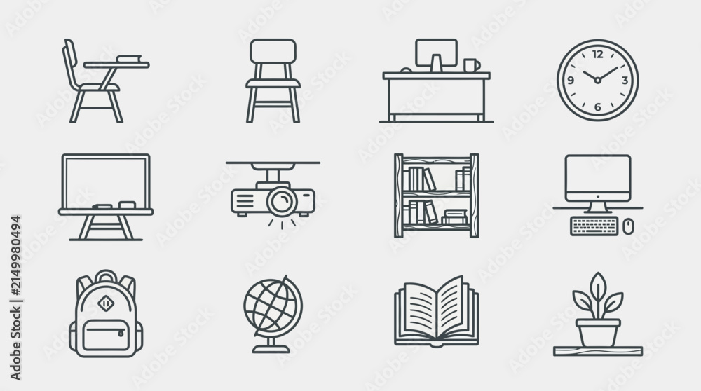 Fototapeta premium School and Education Icons Set.