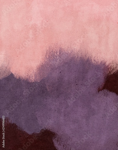 Foto Abstract pink and dark purple watercolor stain, hand-painted textured paper back