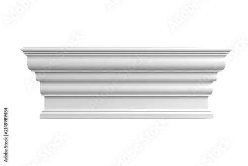 Obraz na płótnie White classical architectural cornice molding with layered curved profiles