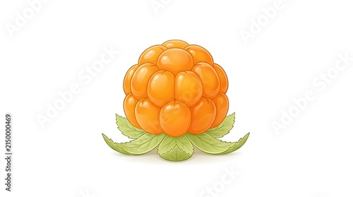 Single ripe cloudberry fruit isolated on white background