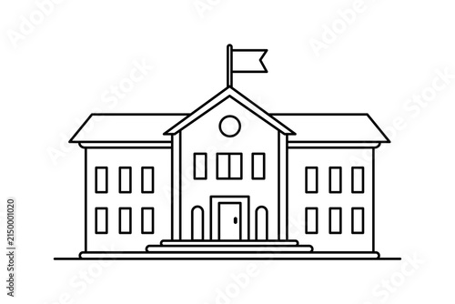 Minimalist outline drawing of a school building with building education architecture learning classroom institute structure minimalist facility knowledge