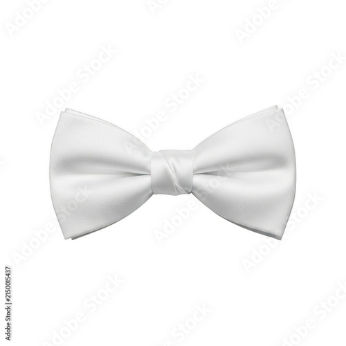 Elegant white bow tie isolated on transparent background
