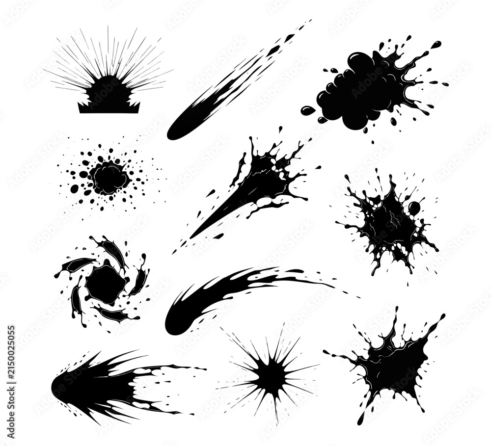 Fototapeta premium Ink Burst and Splatter Brush SVG – Explosive Vector Grunge Texture