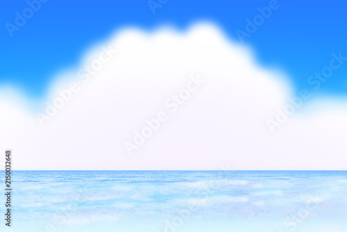 海と空とビーチの背景イラスト