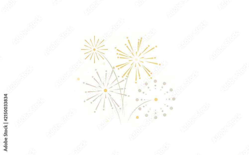 Obraz premium Abstract gold fireworks illustration on a white background for new year celebrations and festive holiday party design concepts