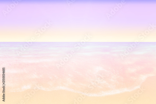 サンセットまたは日の出の海と空とビーチの背景イラスト