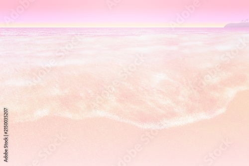 サンセットまたは日の出の海と空とビーチの背景イラスト