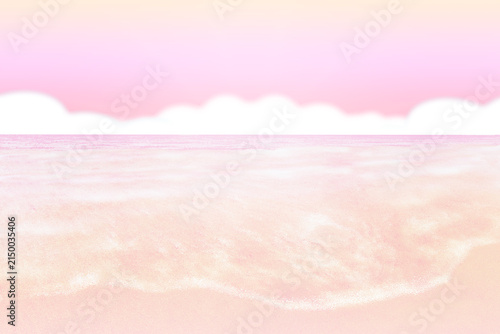 サンセットまたは日の出の海と空とビーチの背景イラスト
