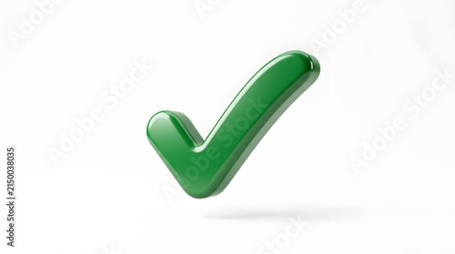 3d green check mark icon isolated on white background