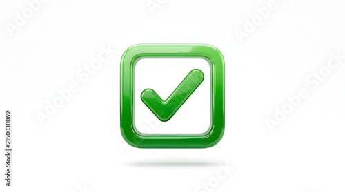 3d green check mark inside a square box isolated on white background