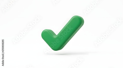 3d render of a matte green check mark isolated on white background