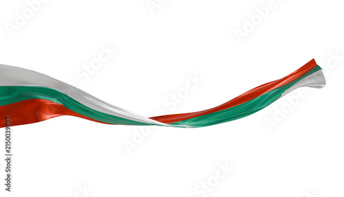 Bulgaria flag ribbon silk fabric on transparent background, 3d Rendering flag elegant patriotic banner motion. soft fabric wave overlay,