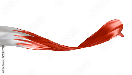 Bahrain flag ribbon silk fabric on transparent background, 3d Rendering flag elegant patriotic banner motion. soft fabric wave overlay,