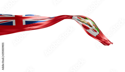 Bermuda flag ribbon silk fabric on transparent background, 3d Rendering flag elegant patriotic banner motion. soft fabric wave overlay,