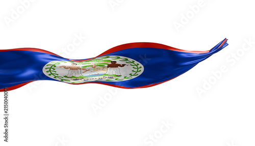 Belize flag ribbon silk fabric on transparent background, 3d Rendering flag elegant patriotic banner motion. soft fabric wave overlay,