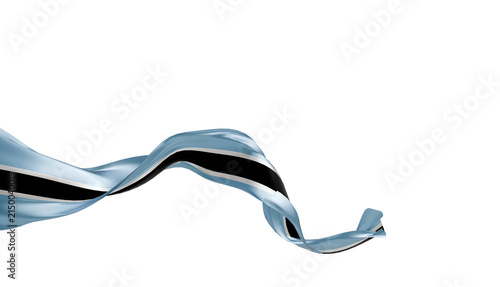 Botswana flag ribbon silk fabric on transparent background, 3d Rendering flag elegant patriotic banner motion. soft fabric wave overlay,