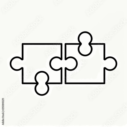Interlocking Puzzle Pieces Line Art Icon On White Background