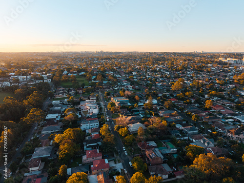 Aerial view of residential area in western Sydney area.