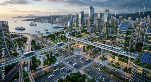 Futuristic Smart City with Advanced Transportation Systems
