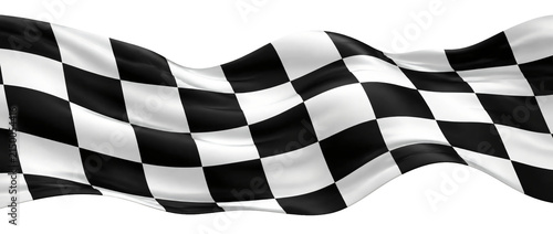 Flowing checkered racing flag isolated on transparent background