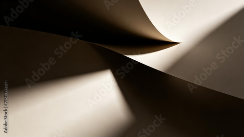 abstract dark paper curves with soft lighting and shadows