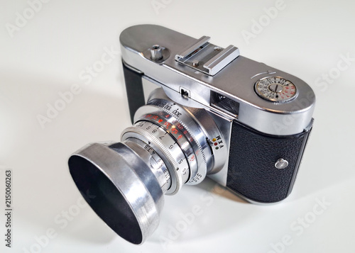A vintage 35mm film analog viewfinder camera
