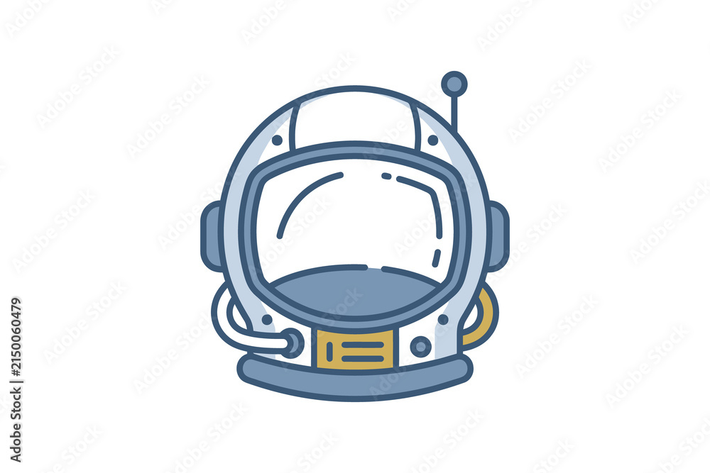 Fototapeta premium Astronaut Helmet Flat Vector Illustration